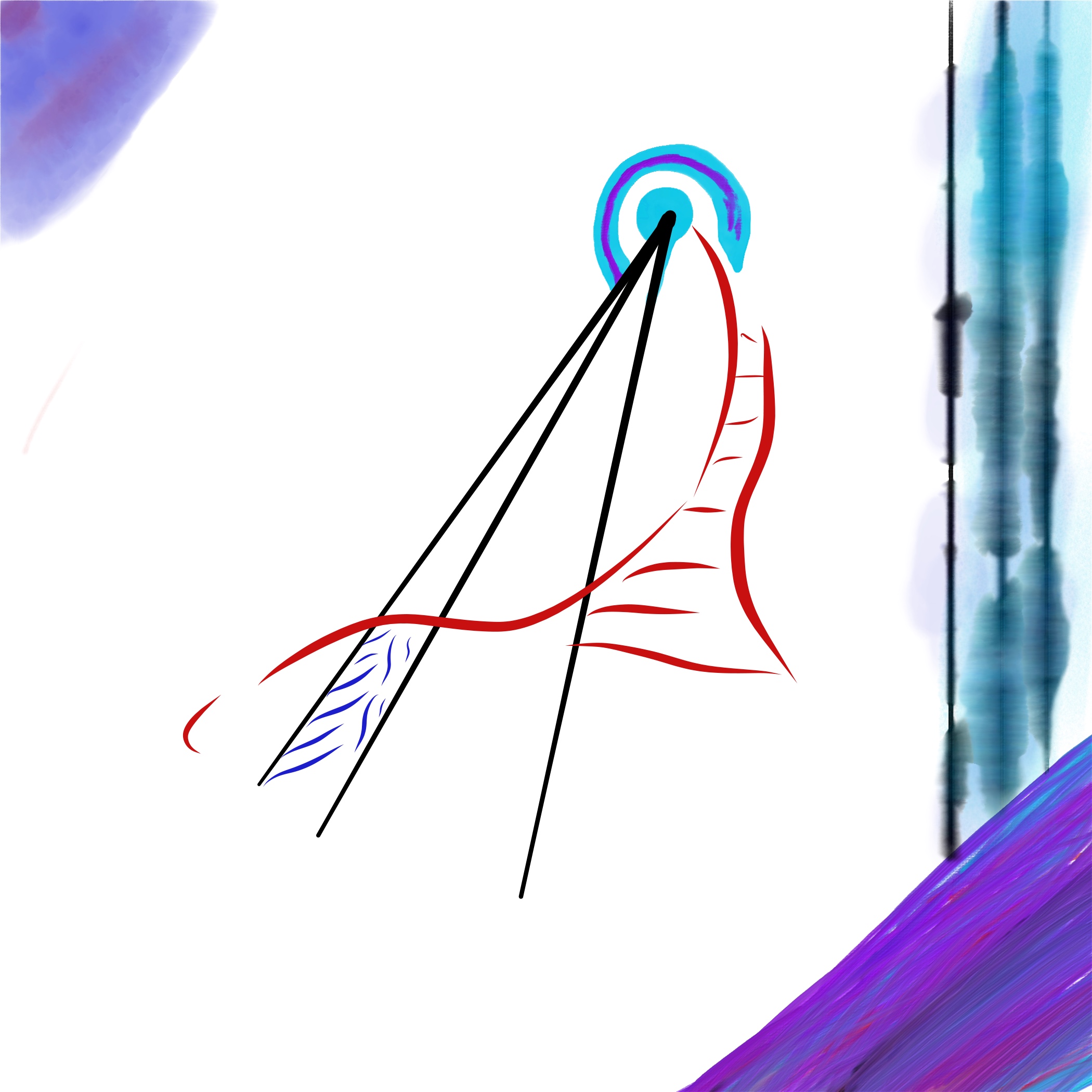 Beautiful Tornado podcast cover: an abstract drawing in red, black and blue.