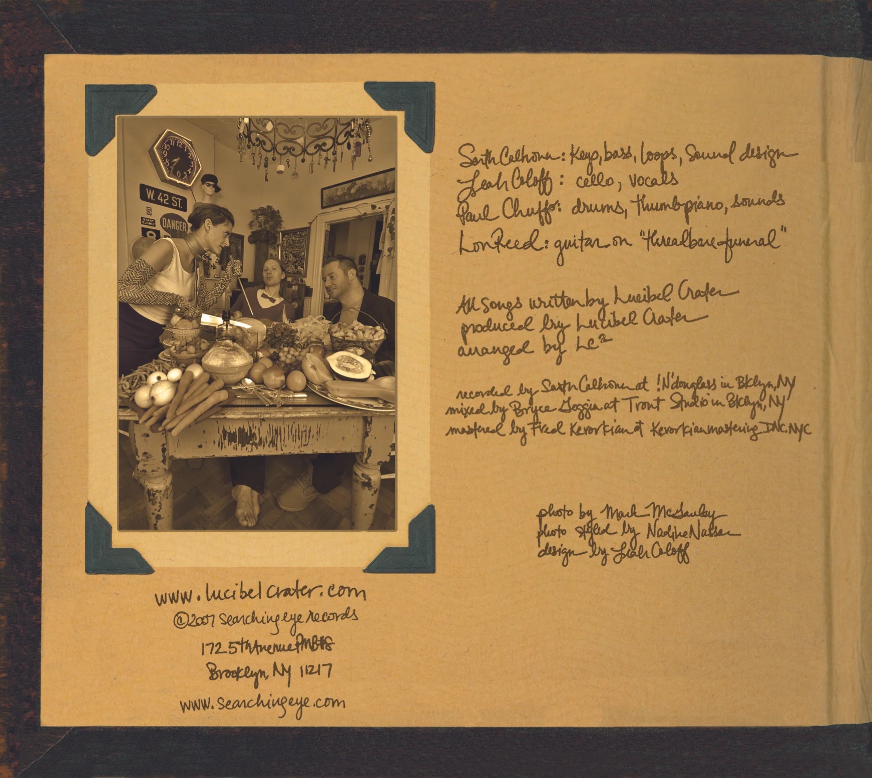 Lucibel Crater, inside gatefold panel.